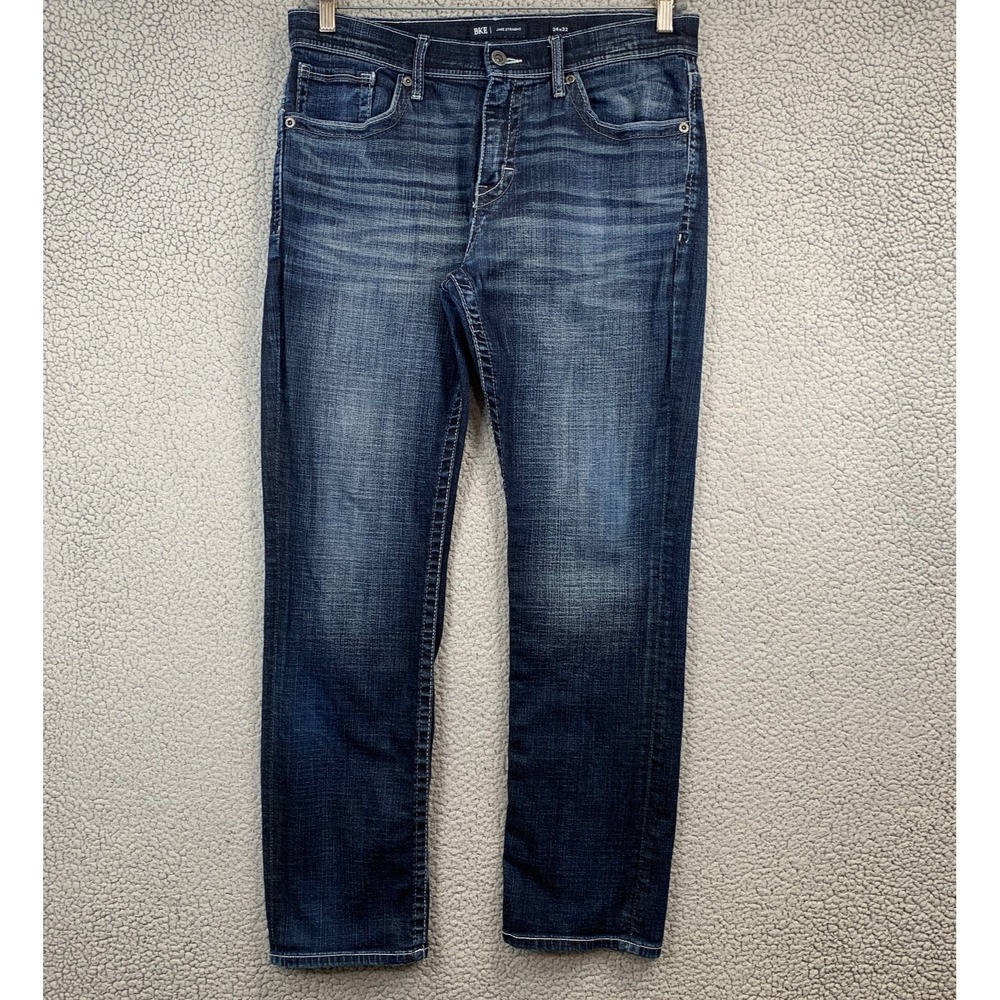 BKE Jake Straight leg Jeans Men's size 34 x 32 Dark Wash Whiskering